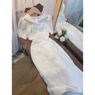 Váy vắt cổ chéo lượn sóng sang chảnh dáng dài