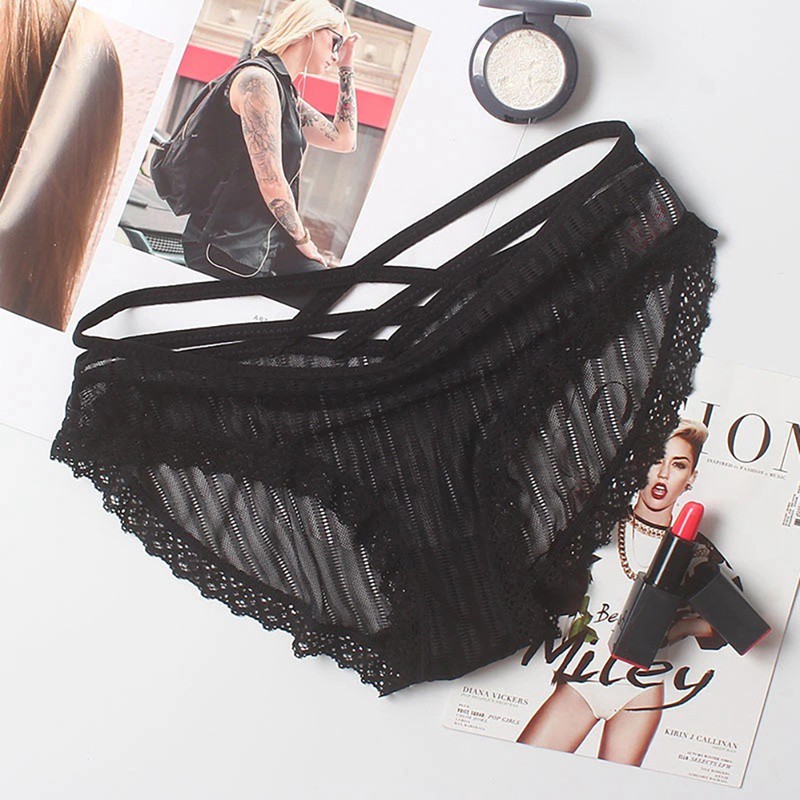 Quần Lót Ren Hoa Lưng Thấp Thiết Kế Dây Đan Chéo Quyến Rũ