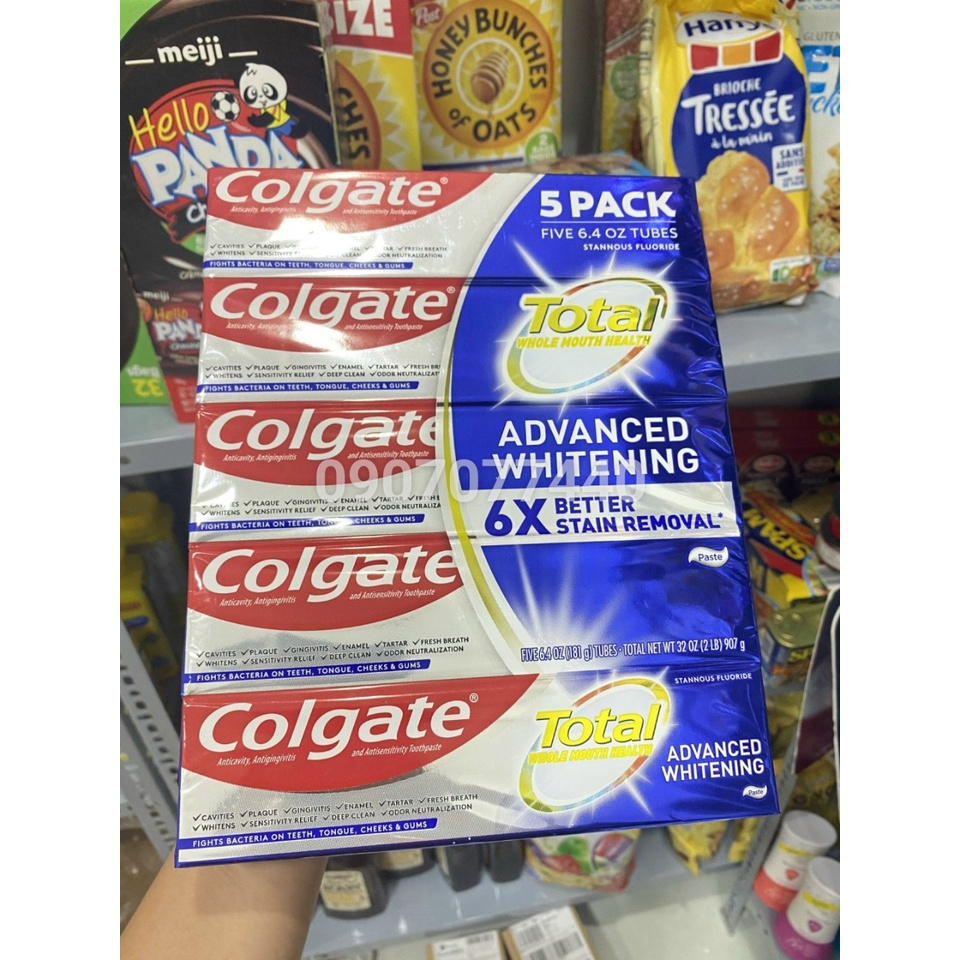 Kem đánh răng Colgate Total Advanced Whitening date 5/2023 hộp 181gr - EDS Hàng Mỹ