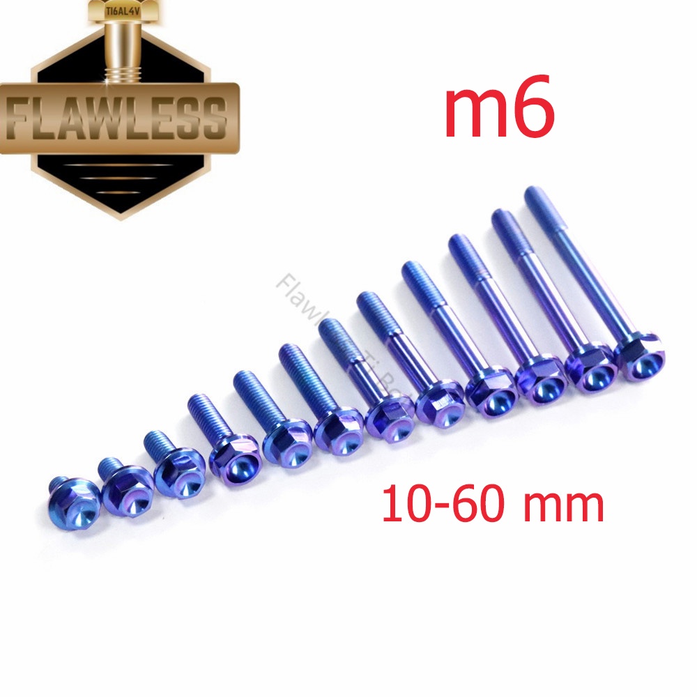 Bộ Bu Lông Gắn Động Cơ Mặt Bích Bằng Titan Gr5 M6×10/12/15/20/22/25/28/30/32/35/40/45/50/55/60 Hàng Có Sẵn