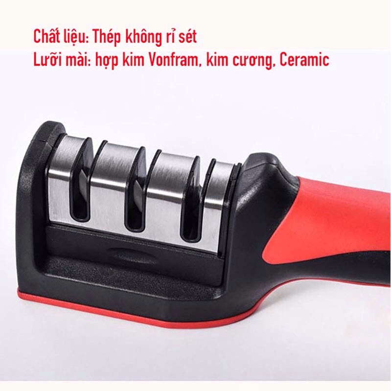 Dụng cụ mài dao kéo 3 lưỡi cầm tay đa năng, Đá mài dao cầm tay 3 cấp độ siêu tiện lợi