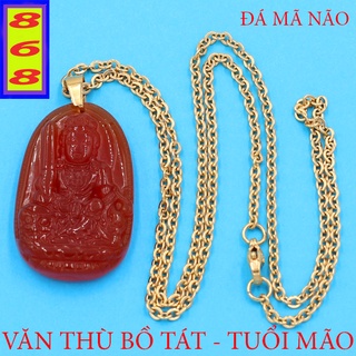 [Tuổi Mão] Dây Chuyền Mặt Phật Văn Thù Bồ Tát Màu Đỏ 3.6cm - Mặt Size Nhỏ - Tặng Kèm Móc Inox - Phong Thủy 868
