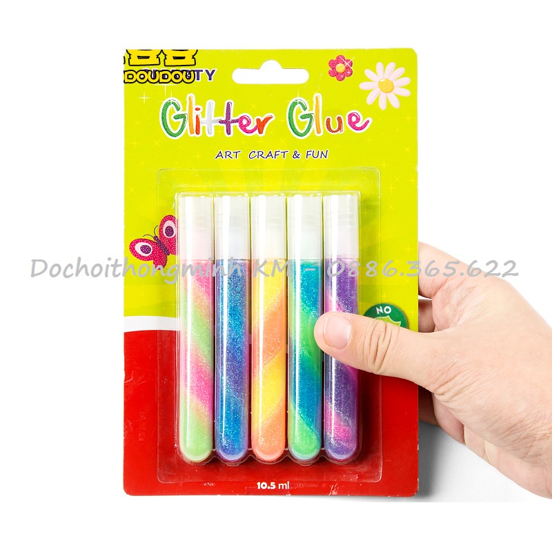 Set 6 Bút nhũ, Keo long lanh trang trí thiệp Glitter glue