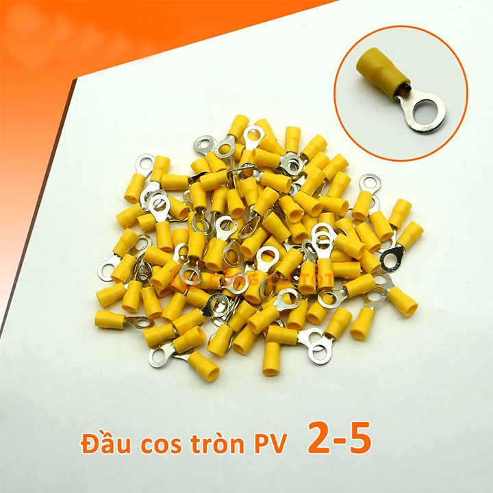 100 Đầu Cos tròn RV, Cos chữ O,Cốt kẹp dây điện, cos tròn các loại, cốt tròn đấu dây 1.5mm đến 10mm