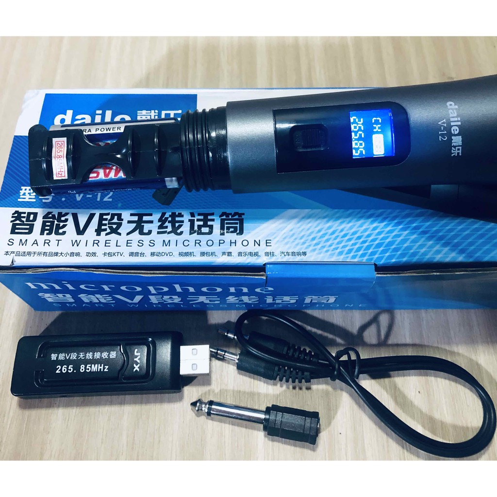 Micro Karaoke không dây cho loa kéo Zansong V12 /V20  màn hình LCD (đen) - Hỗ trợ jack cắm 3.5mm và 6.5 -dc3452