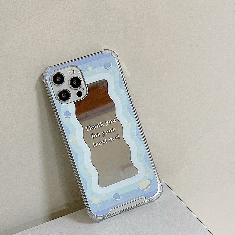 Ốp Điện Thoại Tráng Gương Hình Hành Tinh Màu Xanh Dương Cho Iphone 14promax 13mini 11 12pro 678Plus xsmax xr