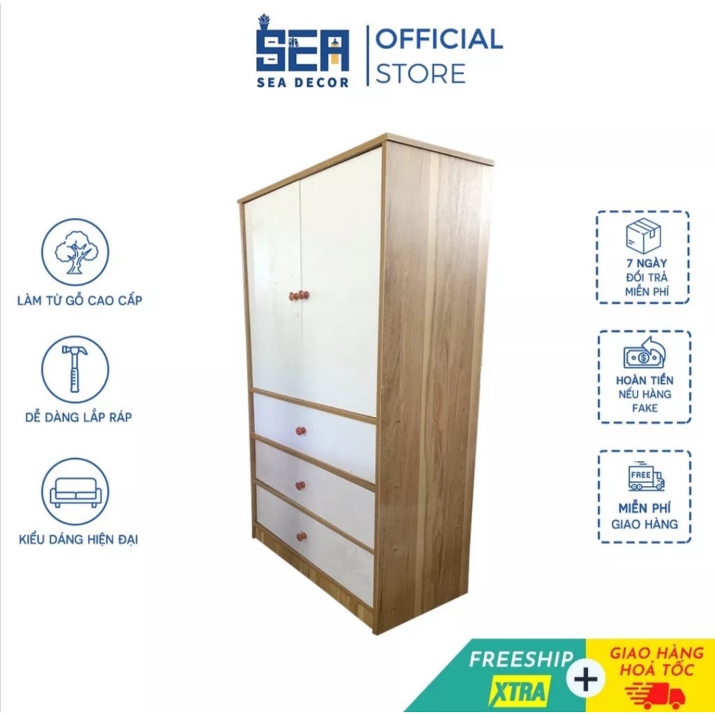 Tủ gỗ treo quần áo trẻ em 4 ngăn. Cao 120x Rộng 60x Sâu 30cm. Gỗ MDF cao cấp. Đủ ốc vít, lắp ráp dễ dàng