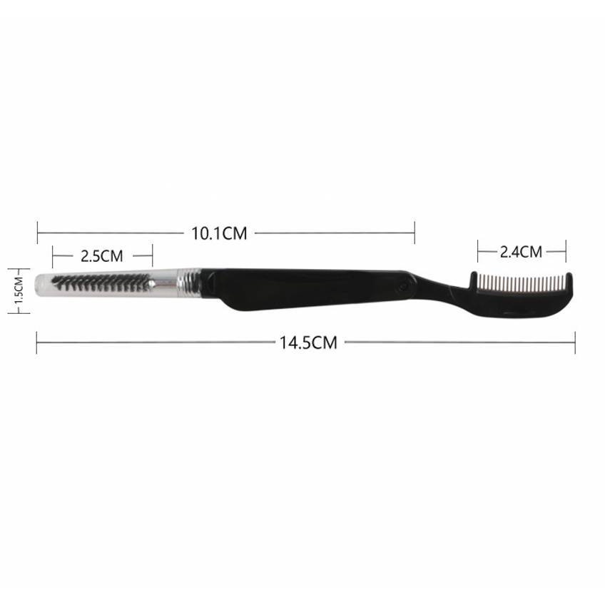 [Hàng mới về] Lược chải lông mi mini hai đầu bằng nylon + thép không gỉ tay cầm bằng nhựa