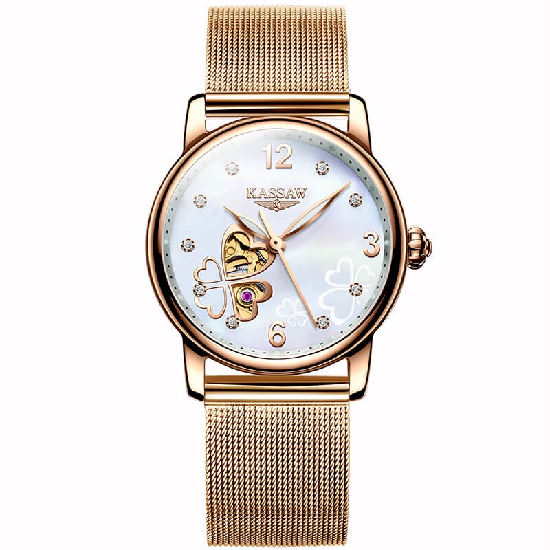 Đồng hồ nữ chính hãng KASSAW K810-7 Kính sapphire ,chống xước,Chống nước ,BH 24 tháng,Máy cơ (Automatic) ,dây kim loại