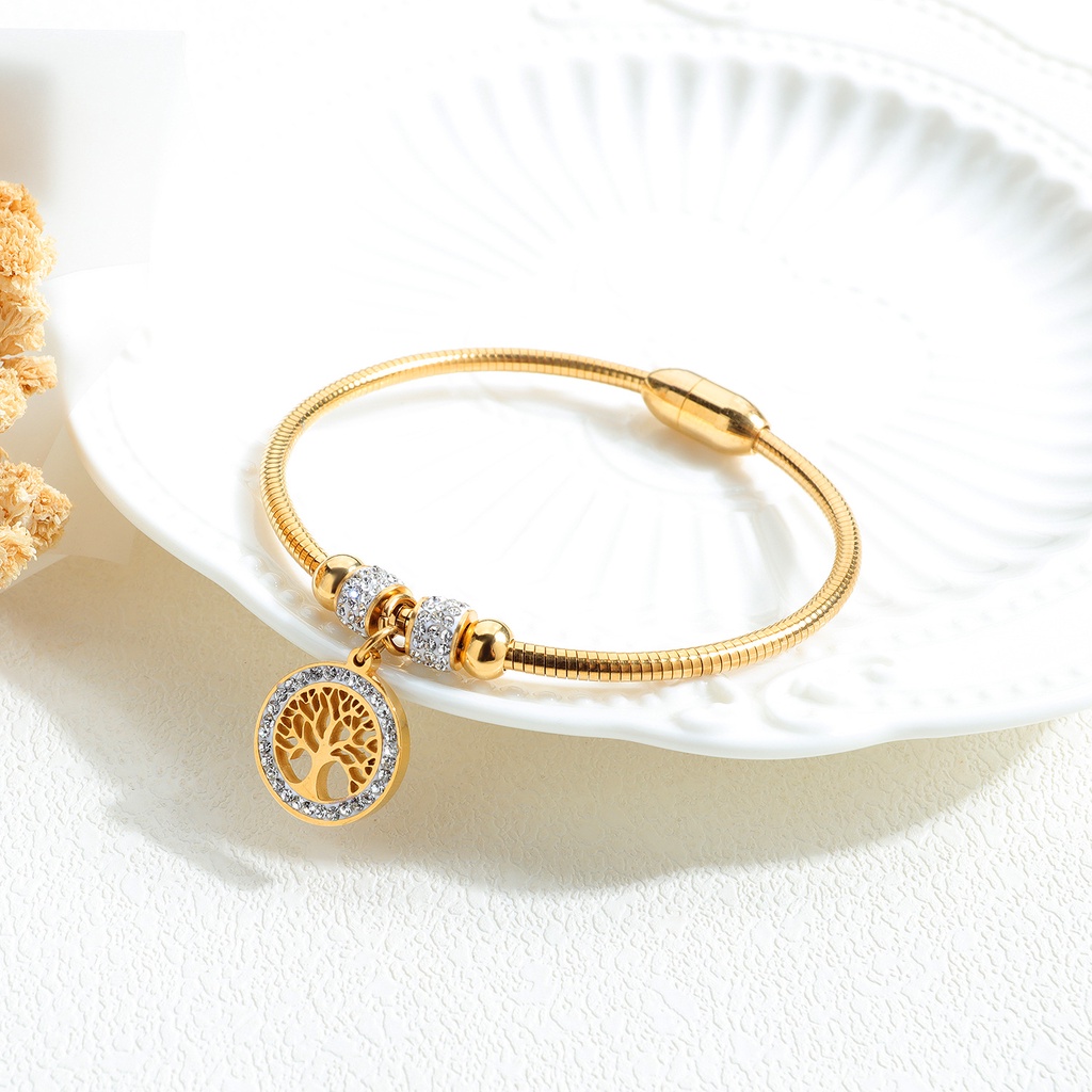 Vòng Tay Thép Không Gỉ Hình Cây Sự Sống Thời Trang