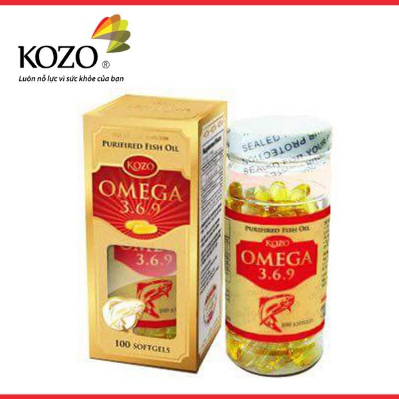 Lọ 100 viên dầu cá OMEGA 3.6.9 KOZO bổ sung DHA, EPA giúp mắt sáng tinh anh date mới