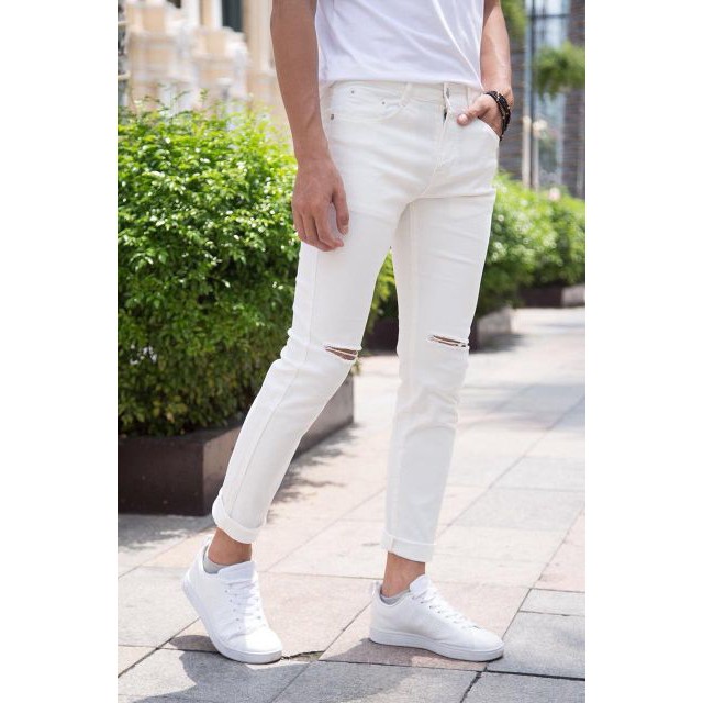 Hàng nhập khẩu Quần Jeans Nam Đen Trắng Rách Gối Có size lớn (kèm ảnh thật) Liên hệ mua hàng 084.209.1989