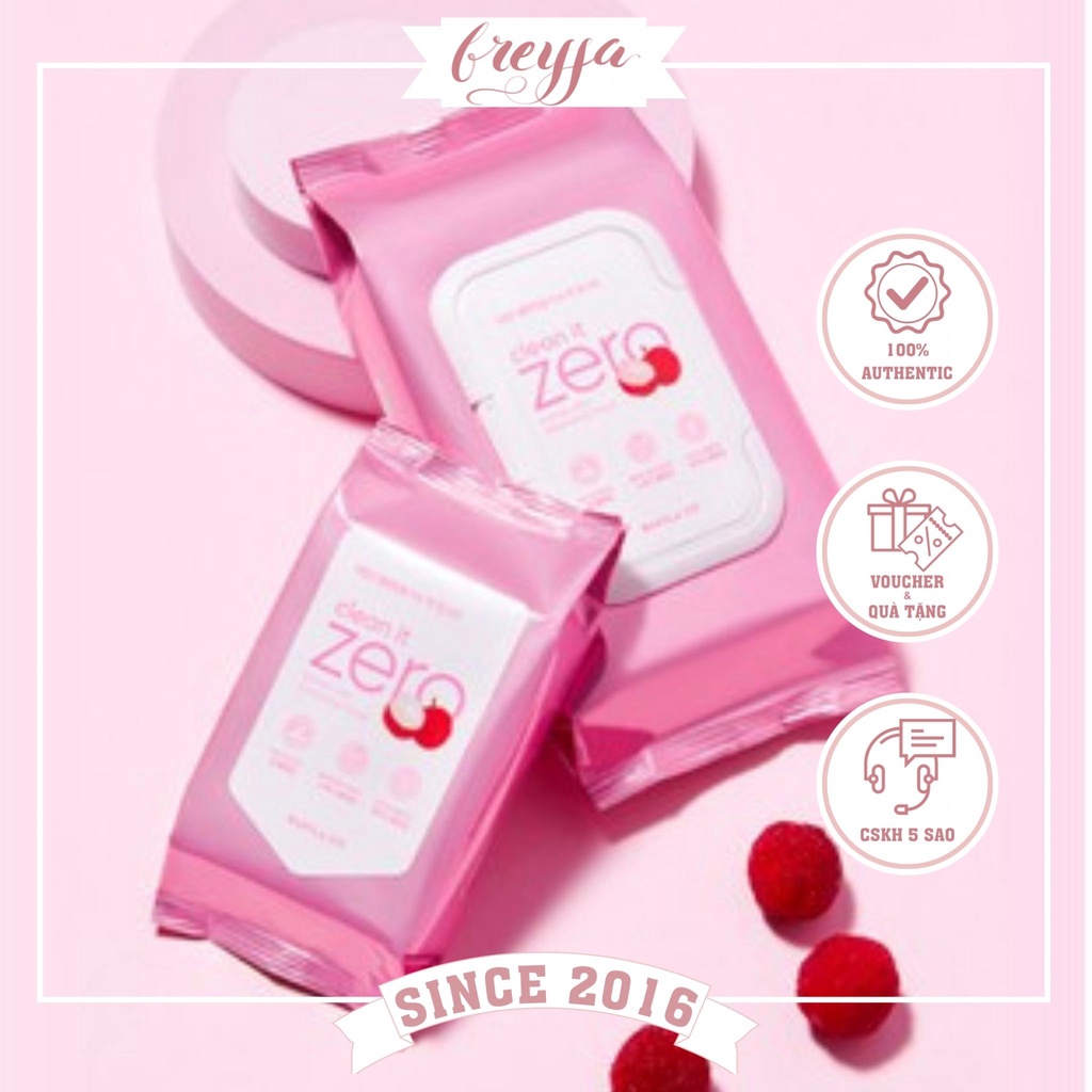 Khăn giấy tẩy trang BANILA CO Clean It Zero Lychee Vita Cleansing Tissue - 30 miếng siêu mềm dai mịn rửa mặt vệ sinh