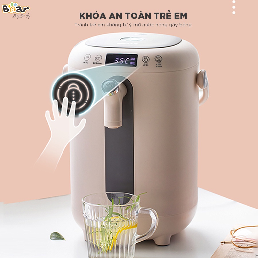 Bình Thuỷ Điện Bear Đun Nước Nóng Siêu Tốc, Tự Động Giữ Ấm 55 Độ, Khử Clo An Toàn Cho Sức Khoẻ - KE-B30V1