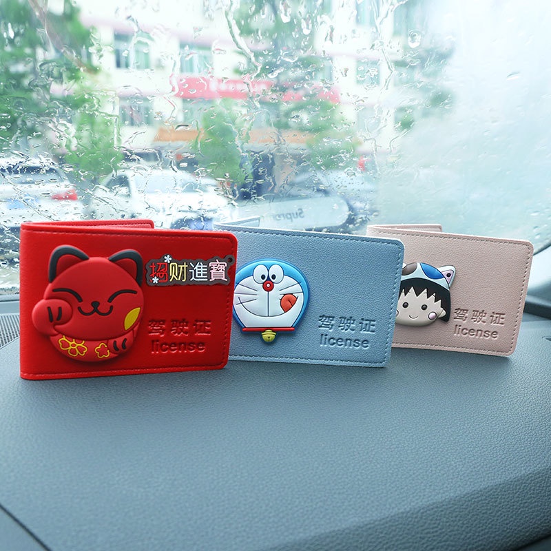 Ví da đựng bằng lái xe họa tiết hoạt hình sáng tạo 2 trong 1 tùy chọn màu sắc dành cho nữ