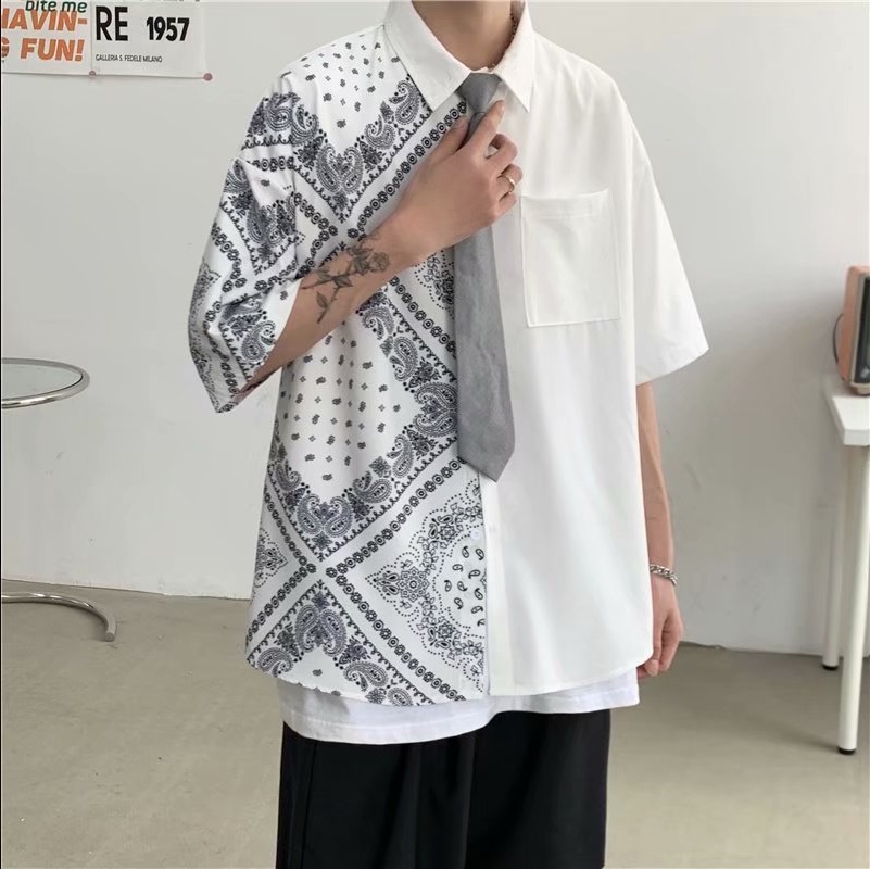 áo sơ mi nam Phối Màu áo sơ mi caro nữ Thời Trang Áo Sơ Mi Ngắn Tay phong cách Hàn Quốc sơ mi nữ form rộng fashion áo sơ mi lụa nam áo sơ mi nữ