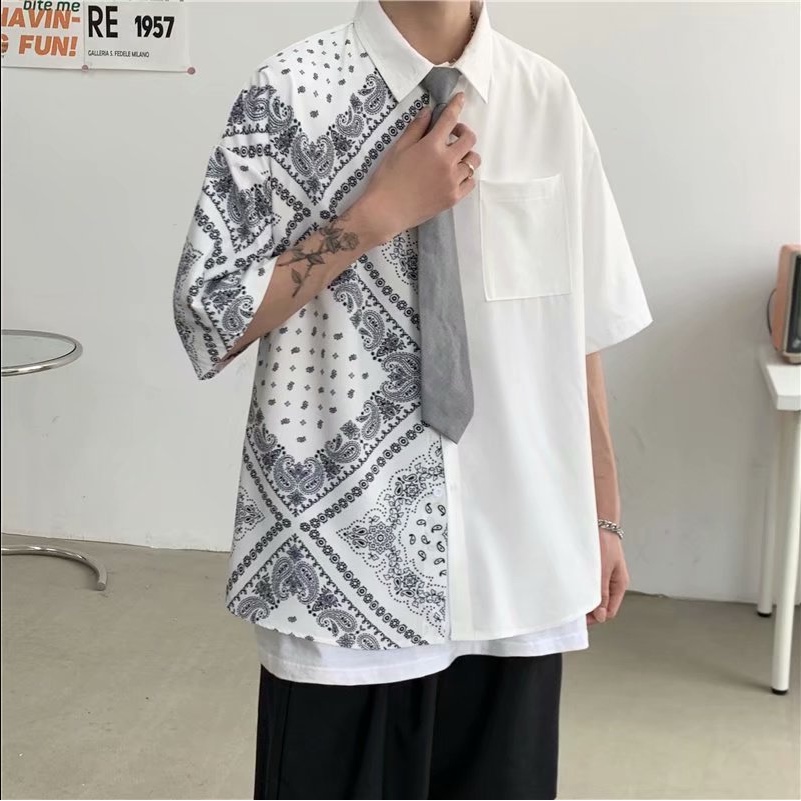 áo sơ mi nam Phối Màu áo sơ mi caro nữ Thời Trang Áo Sơ Mi Ngắn Tay phong cách Hàn Quốc sơ mi nữ form rộng fashion áo sơ mi lụa nam áo sơ mi nữ