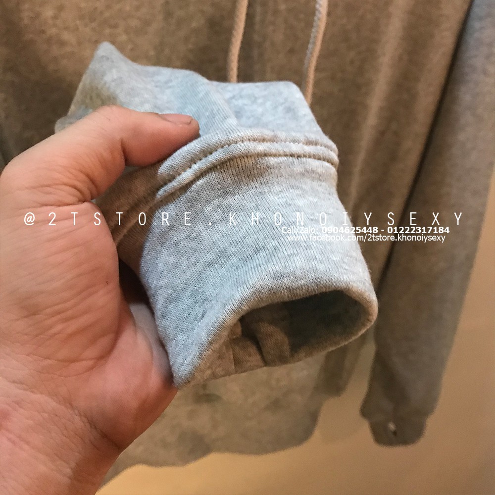 Áo hoodie unisex 2T Store H06 màu xám nhạt - Áo khoác nỉ chui đầu nón 2 lớp dày dặn đẹp chất lượng