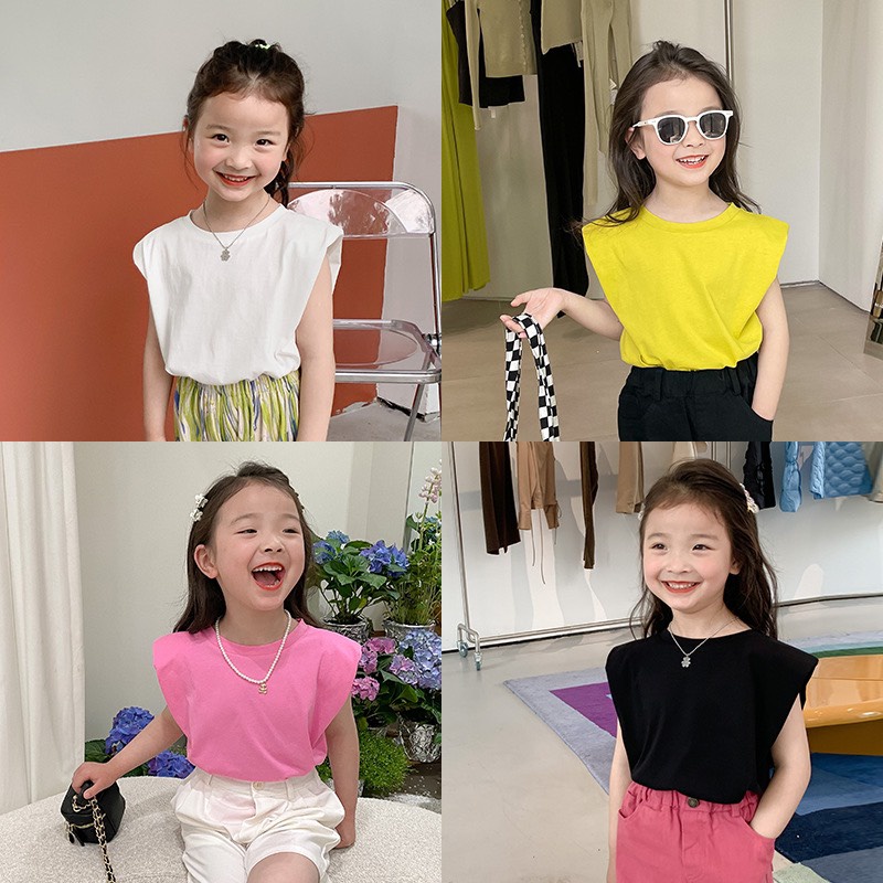 Áo thun tanktop vai đệm mút sành điệu cho bé A800 [Form lớn hơn 1 size]