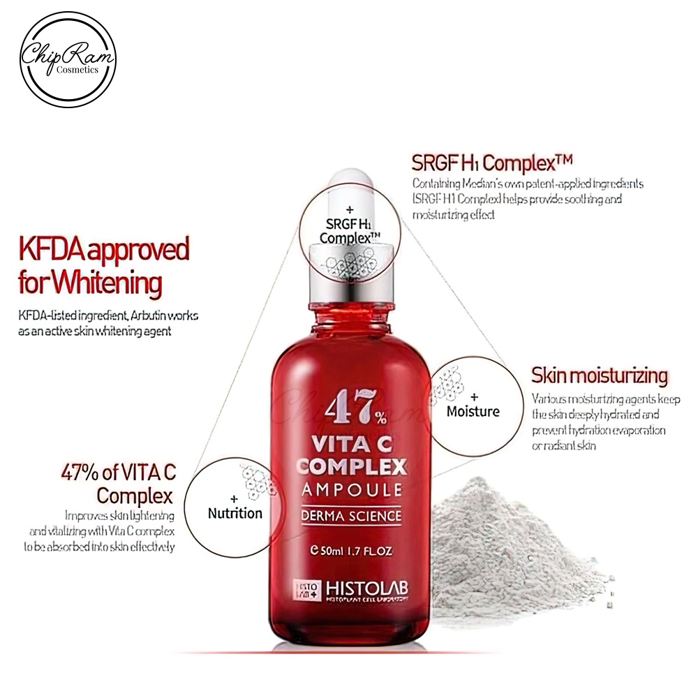 Tinh chất dưỡng trắng Histolab Ampoule Vita C Complex mờ thâm 50ml