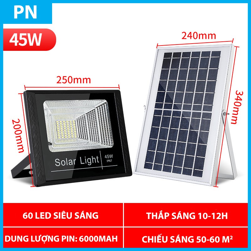 Đèn Năng Lượng Mặt Trời 45W, Solar Light 45W - Đèn LED chiếu sáng đường công suất cao