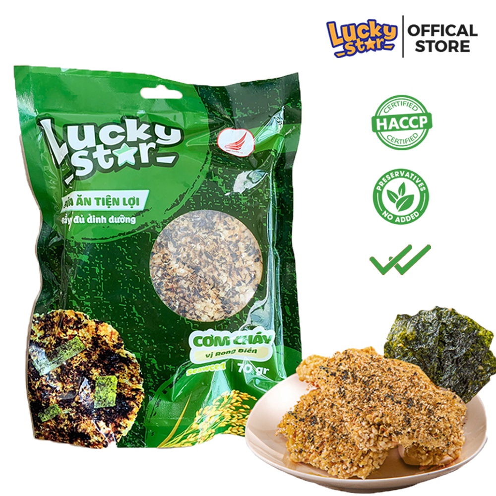 Cơm cháy rong biển Hàn Quốc Lucky Star gói 70g đậm vị giòn tan đồ ăn vặt