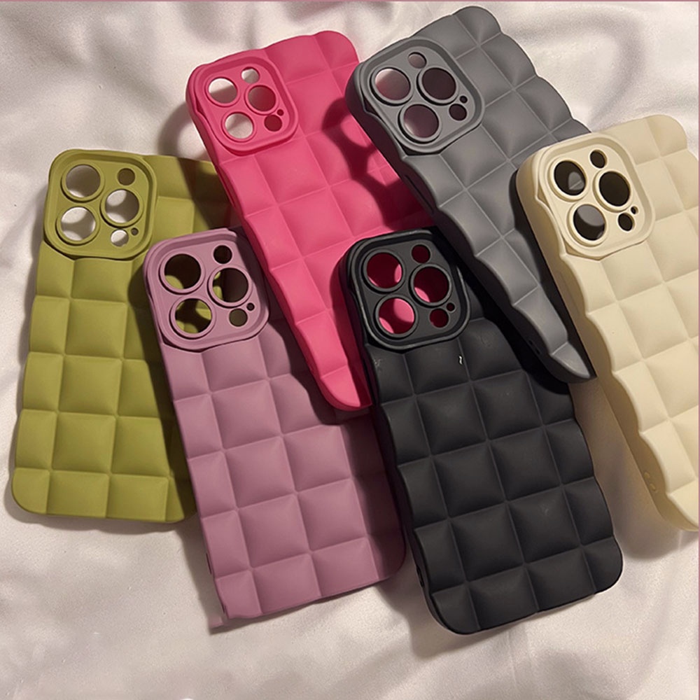 Ốp Điện Thoại TPU Mềm Mặt Nhám Họa Tiết Kẻ Ô Chống Bụi Cho Iphone 14 Pro Max 11 7Plus 13 12 11 Pro Max