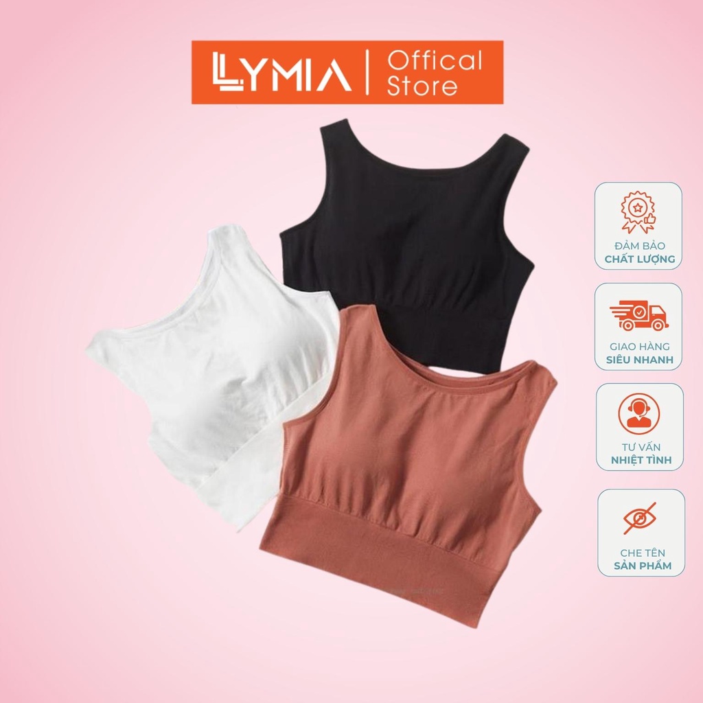 Áo bra nữ LYMIA cotton dáng áo croptop ba lỗ có mút ngực BR05