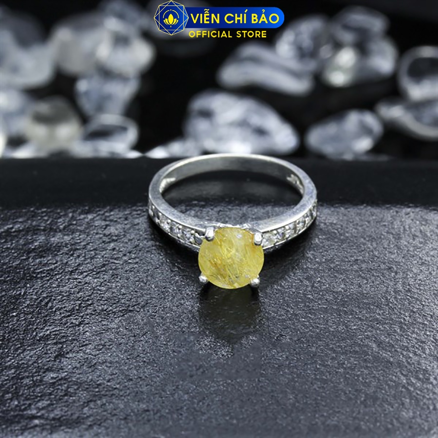 Nhẫn bạc nữ tóc vàng một viền đá chất liệu bạc 925 thời trang phụ kiện trang sức Viễn Chí Bảo N600039