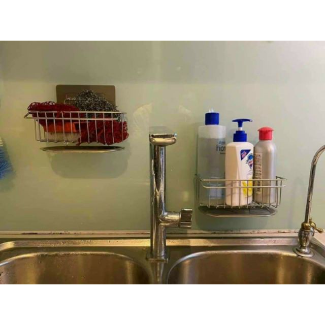Kệ inox để đồ rửa chén bát, giá inox dán tường có khay hứng nước đảm bảo sạch - tiện - gọn bokisd store