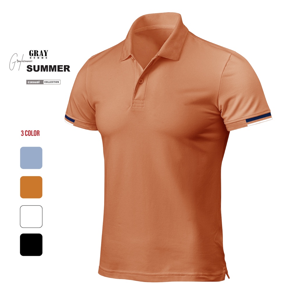 Áo Phông Polo Nam Trơn Có Cổ Tay Ngắn Basic GRAYHOMME Phối Viền Tay Vải Cotton Cao Cấp TPG2007