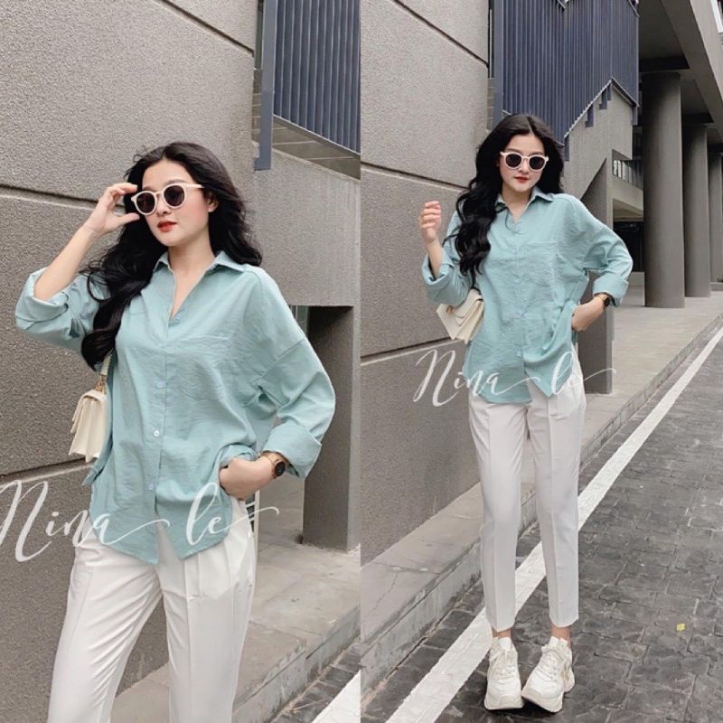 Áo sơ mi đũi phối 1 túi QC phong cách