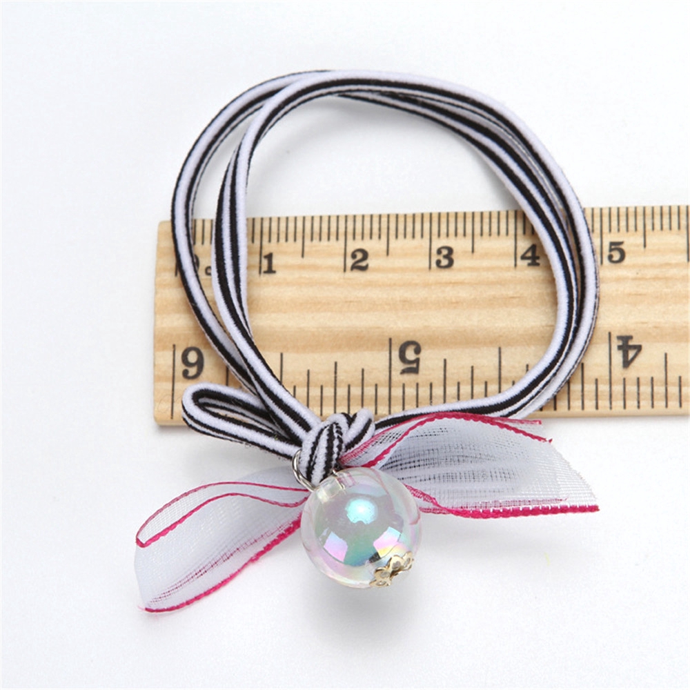 Dây thun buộc tóc bằng chất liệu cao su phối họa tiết sọc ngang đơn giản xinh xắn dành cho nữ