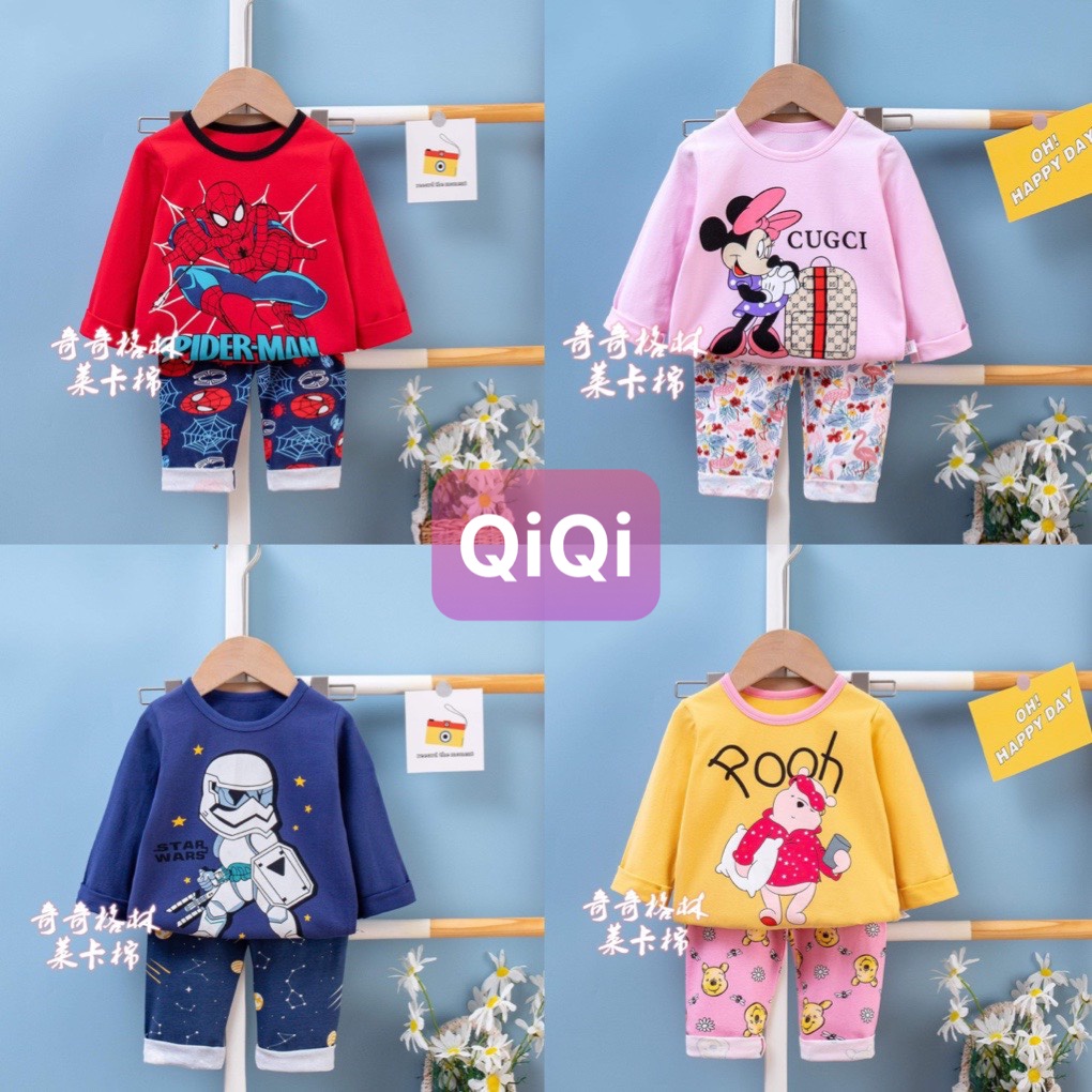 (8-36kg ) Bộ quần áo dài tay cotton thu đông xuất Hàn cho bé trai và bé gái 8-36kg ( 0,5- 11 tuổi )
