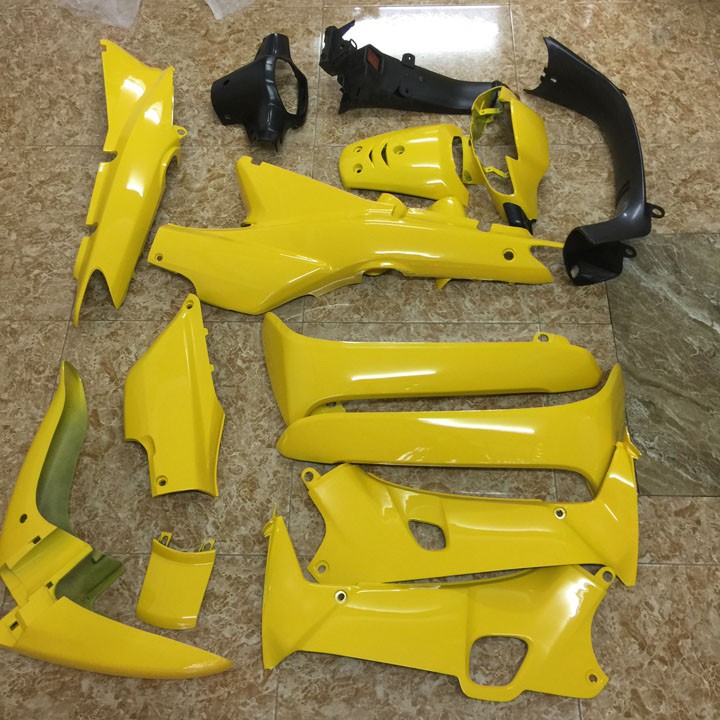 Bộ dàn áo xe WAVE alpha - Wave zx - wave 110 đời 2002-2006, nhựa nguyên sinh ABS màu  Full Vàng A1108