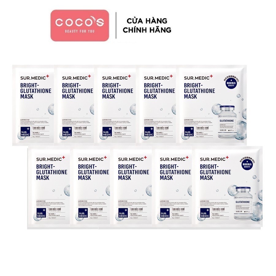Combo 10 Mặt nạ SURMEDIC Mask Dưỡng Trắng, Phục Hồi, Làm Mềm Mịn Da