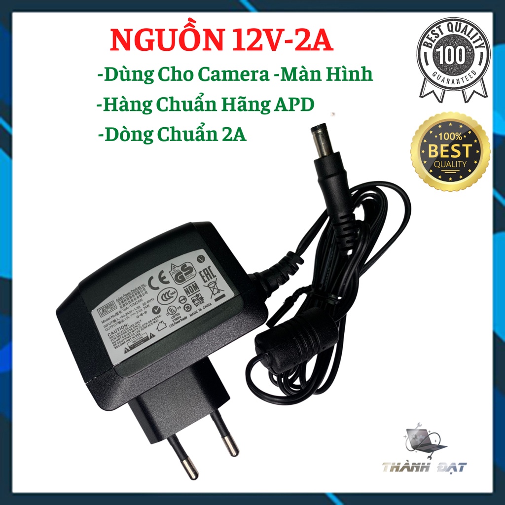 Power supply.Adapter DC 12V- 2A 24w APD chính hãng,Adapter Màn Hình,Adapter Camera chuẩn Cho Tất Cả Thiết Bị sử Dụng 12V