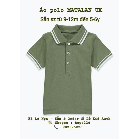 Áo po lo Matalan UK chính hãng sz từ 9-12m đến 5-6y