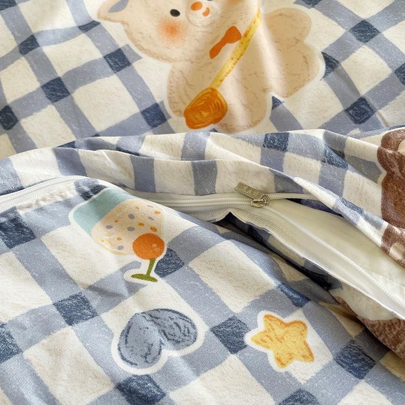 Bộ vỏ chăn ga gối shopquy cotton poly mẫu mới Gấu Xanh Đáng Yêu