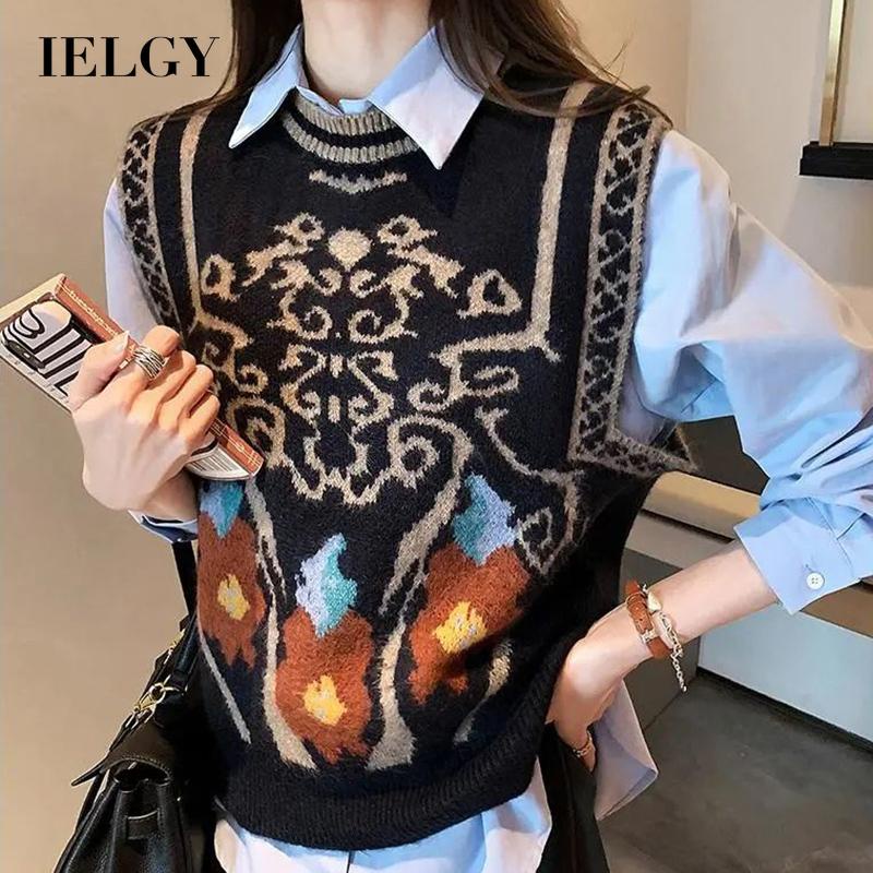 Áo hai dây IELGY dệt kim phong cách phương tây thời trang cho nữ