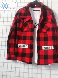 Áo sơ mi caro in Off White cực chất