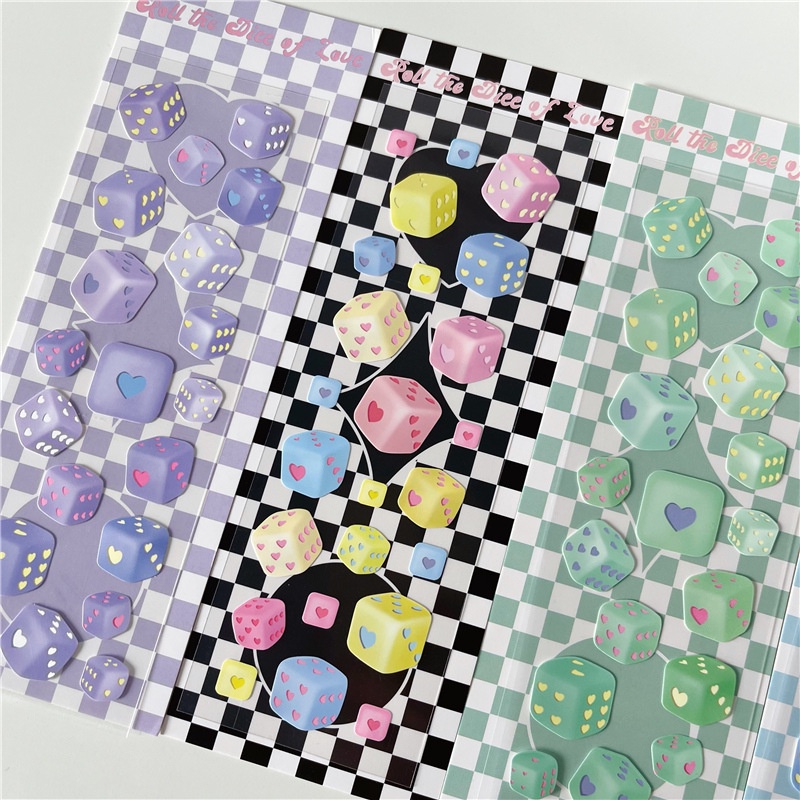 Sticker PET Dán Trang Trí Toploader Checkerboard Love Dice