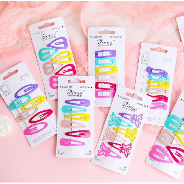 Set 6 kẹp tóc bấm màu trơn  Clovershop68