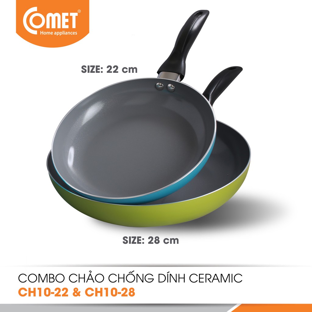 [LIFEMC11M2ADP -12% đơn 250K] Combo chảo chống dính Ceramic COMET - CH10 - 22&28