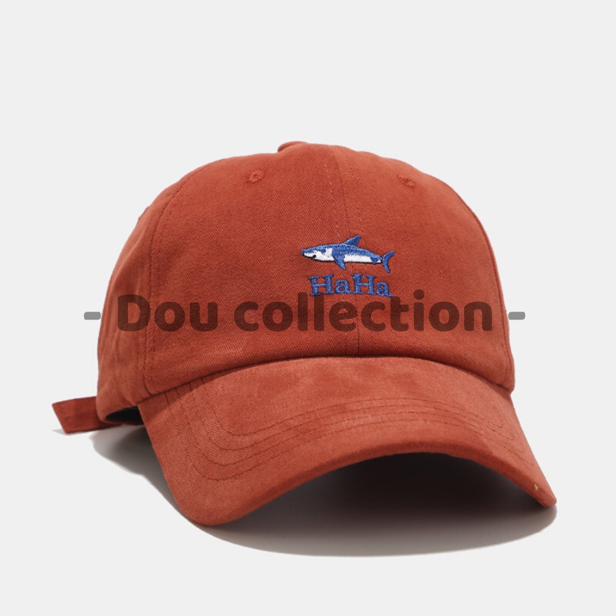 [Nowship2h] Mũ Lưỡi Trai (Nón Kết) Unisex Thiêu Logo Cá Mập HAHA - Chất Liệu Cotton - Mã NV018
