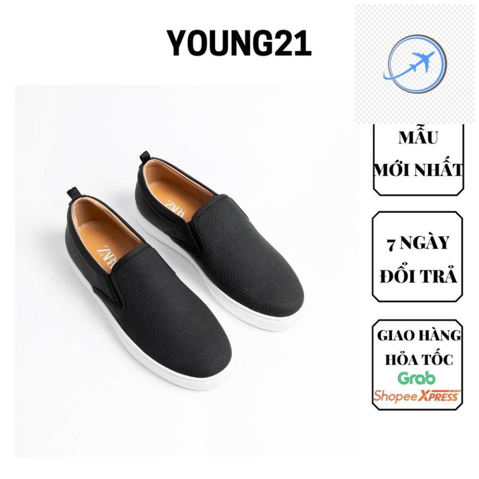 🕶️❤️ Giầy lười nam slipon nam Zra màu đen họa tiết đế cao su siêu bền 2022 🕶️❤️