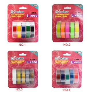 Bộ 5 cuộn băng dập nổi 3d cho máy in dymo motex 9mmx3m