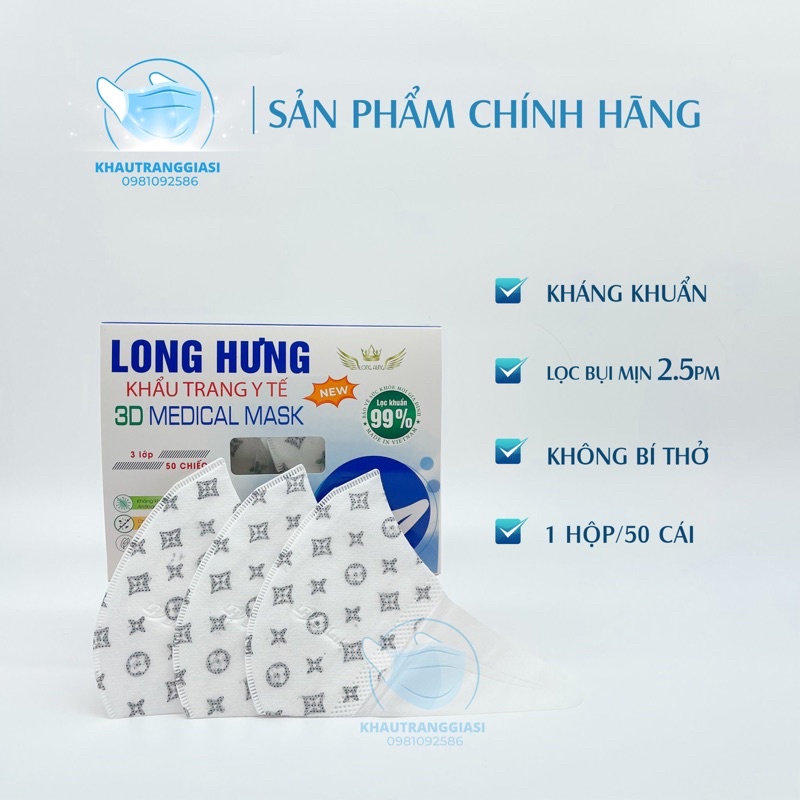 Khẩu trang 3D hoạ tiết hộp 50c