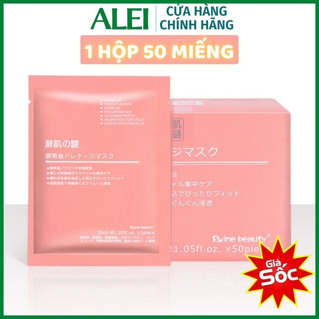 Mặt nạ nhau thai cừu (HỘP 50 MIẾNG) cuống rốn tế bào gốc Nhật Bản Rwine Beauty dưỡng da cung cấp độ ẩm tái tạo collagen