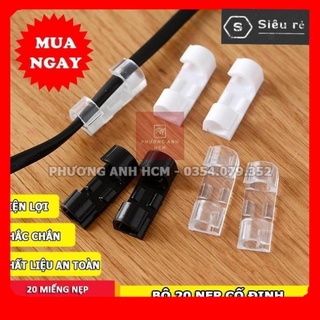 Bộ 20 Nẹp Dán Tường Cố Định Dây Điện Chống Rối - Kẹp Giữ Dây Cáp Sạc (Có Keo Dán 3M) (PD1013)